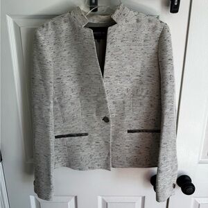 Lafayette 148 New York Textured Gray Blazer. Needs dry cleaned.